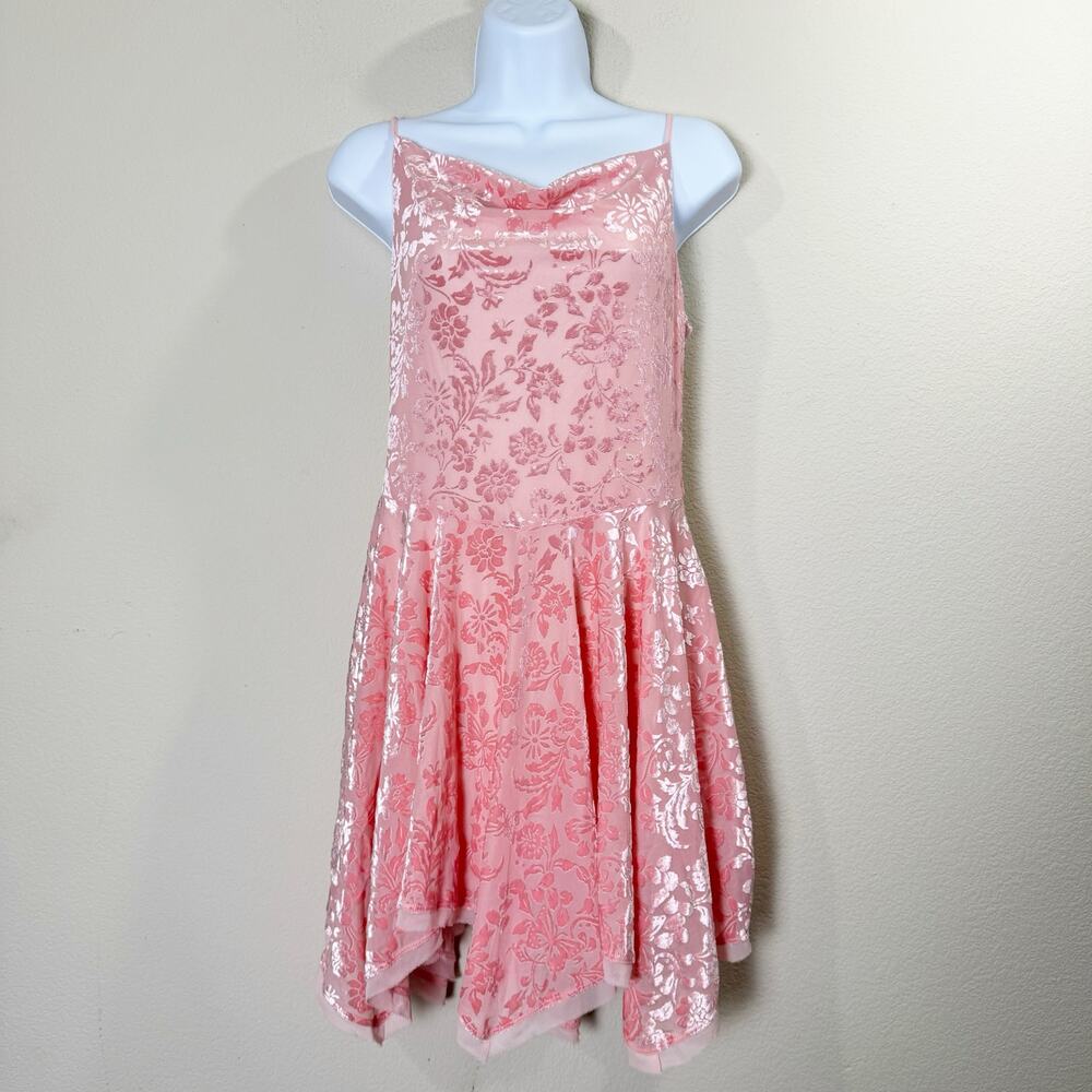 free people | antoinette blush pink velvet skater women's mini dress sz S